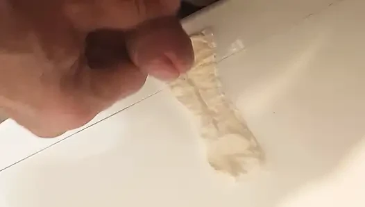 Ejaculation on wife's sanitary napkin