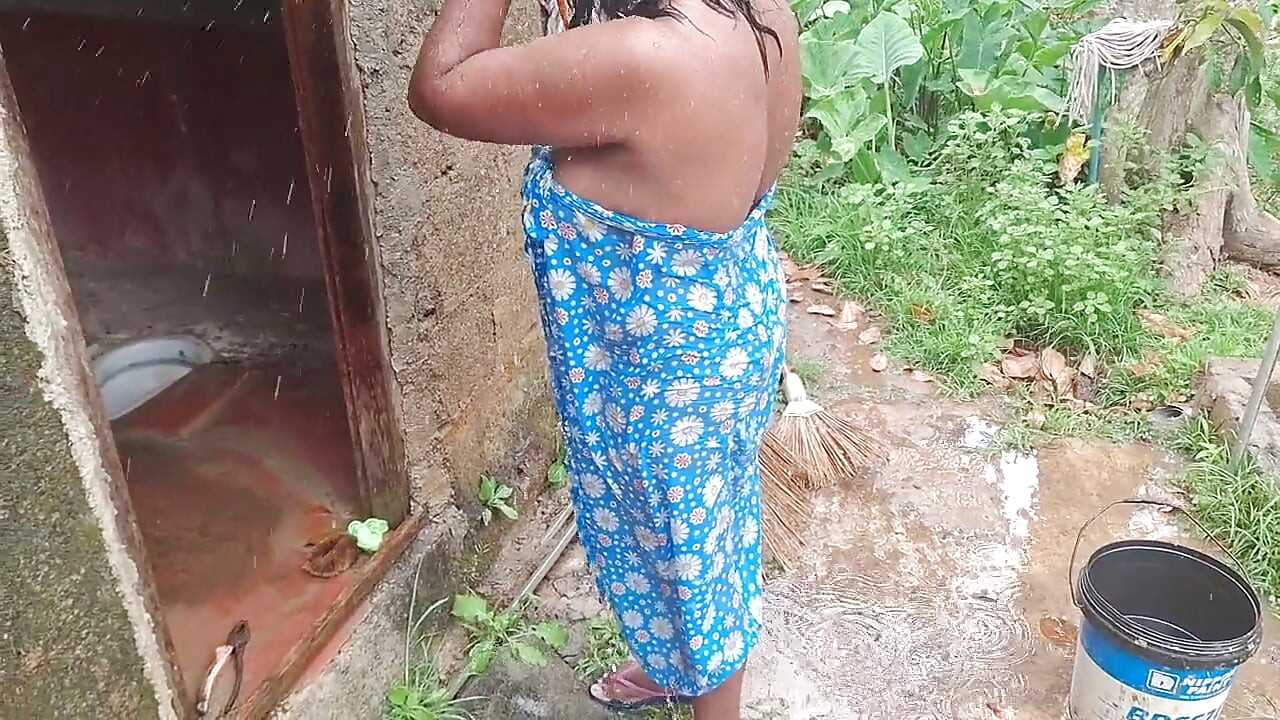 Hot Step Mom Bathing Outdoor