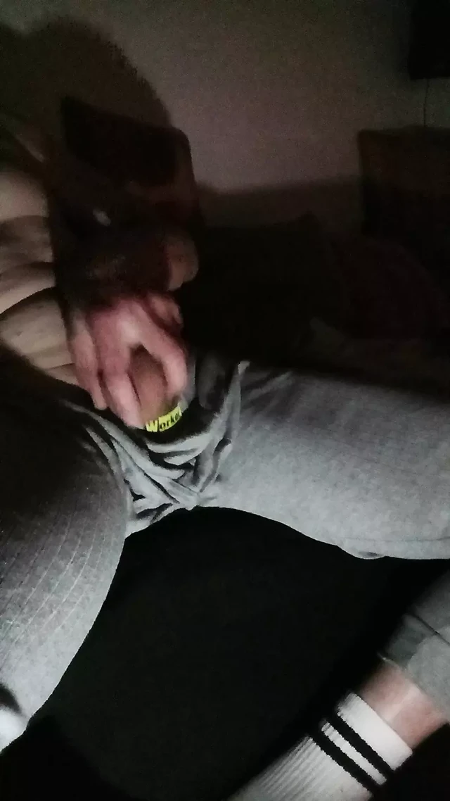 Handjob, masturbation on the sofa.