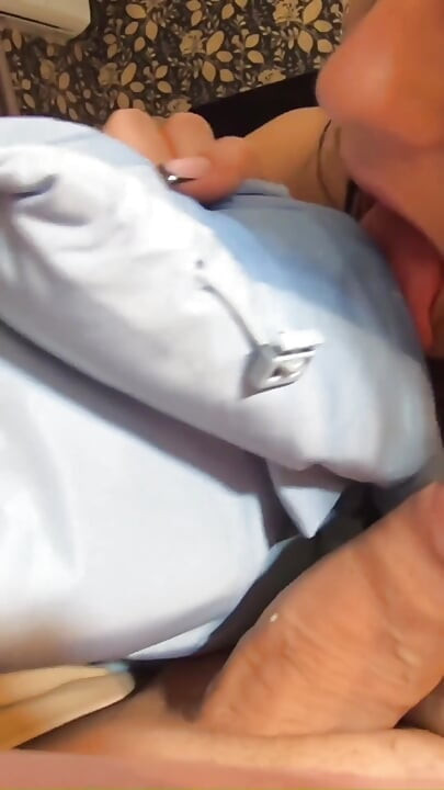 Milfycalla- a Lot of Cum on My New Sky Blue Down Jacket and White Pantyhose