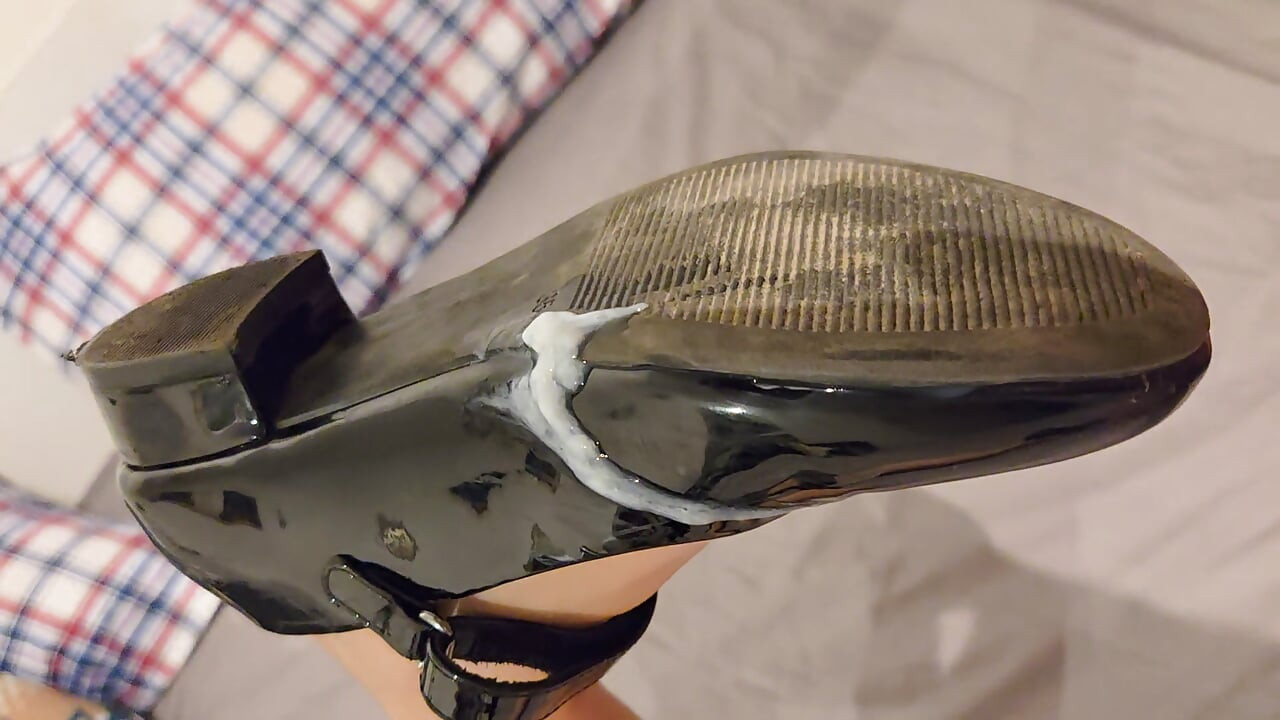 Black Patent Strap Flats 35