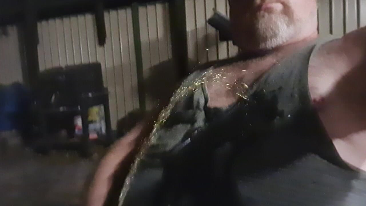 Quick backyard piss on myself