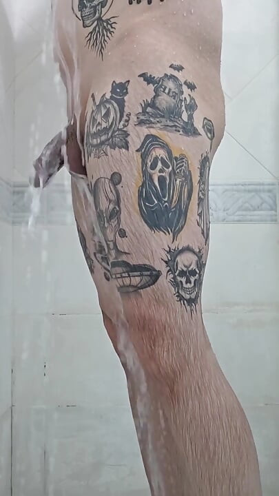 Chubby Was Caught Jerking off in the Shower