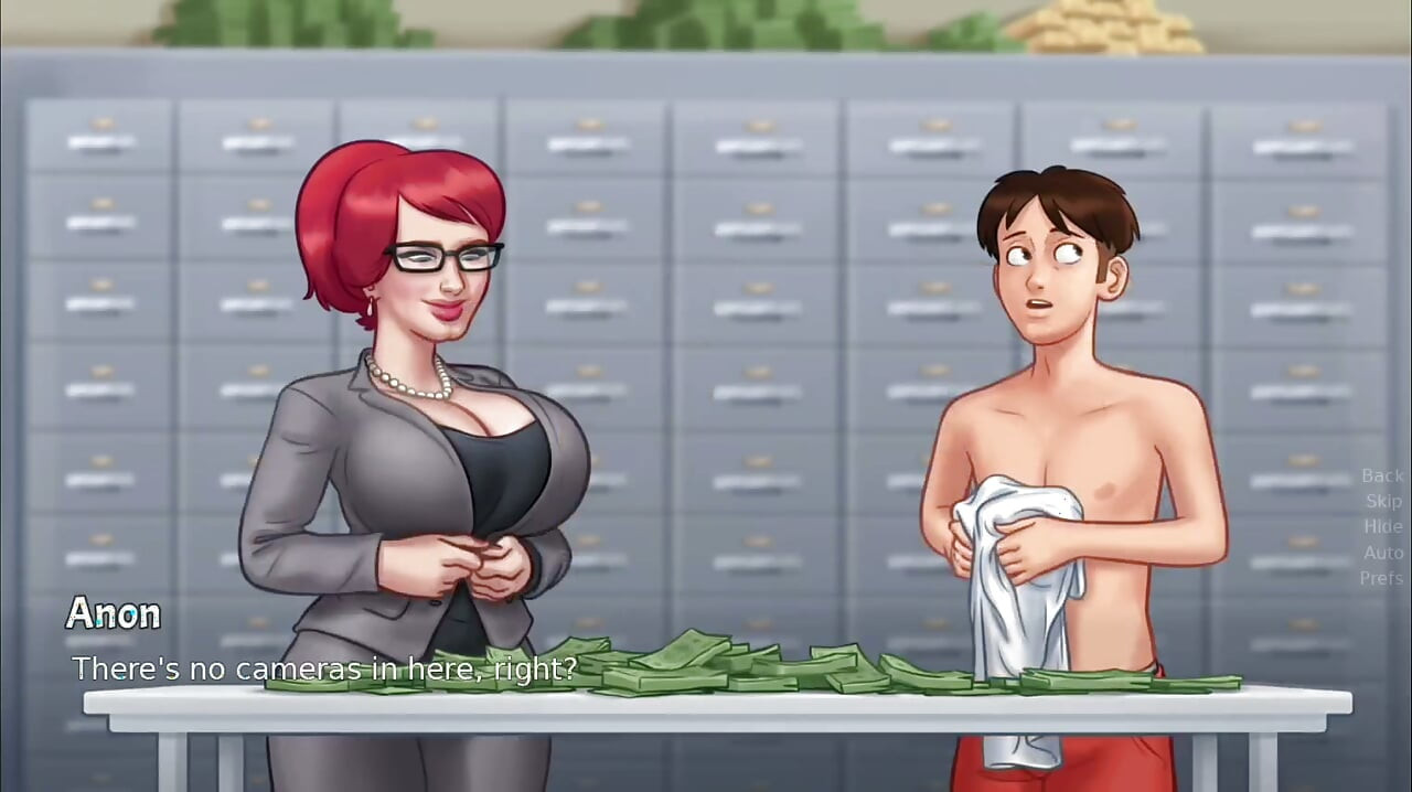 Big boobs Tina fucks monster cock Anon on a big pile of money - gameplay part 1