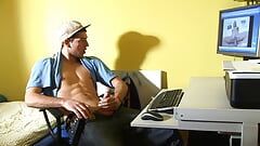 Cute horny Greg Salim is into hot jerking off until a big thick cock cum violently