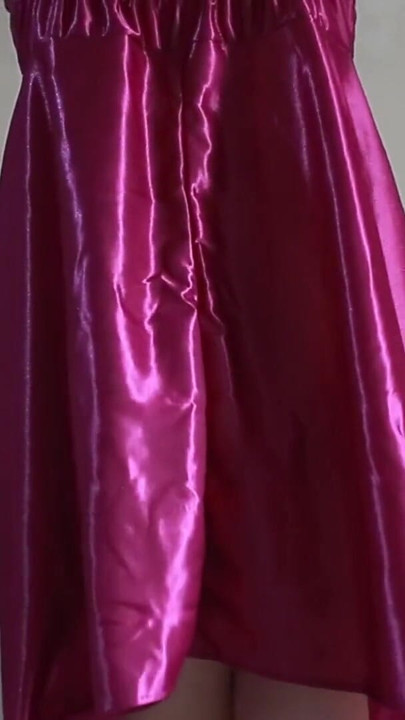 Indonesian girl wearing purple satin lingerie masturbating | Clip 1
