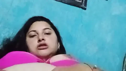 Chubby Latina with big tits chews her rich wet pussy