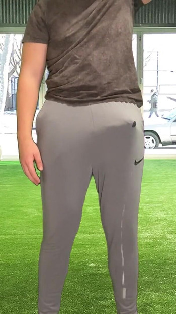 Thrilling moment from "Public dick flash and cum in pants in the gym"