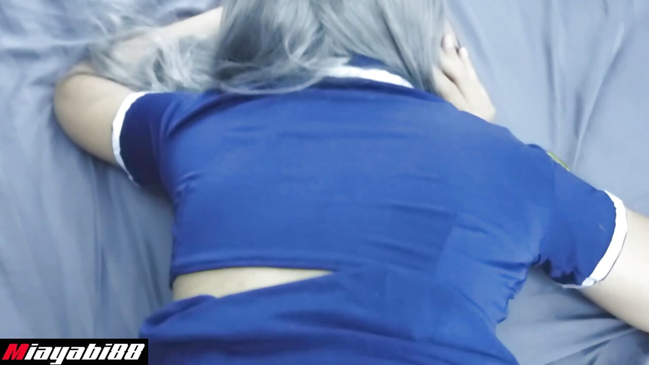 Asian couple cosplay creampied doggy sex