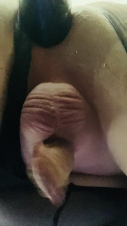 Small and Limp White Clitty Sissy with BBC dildo