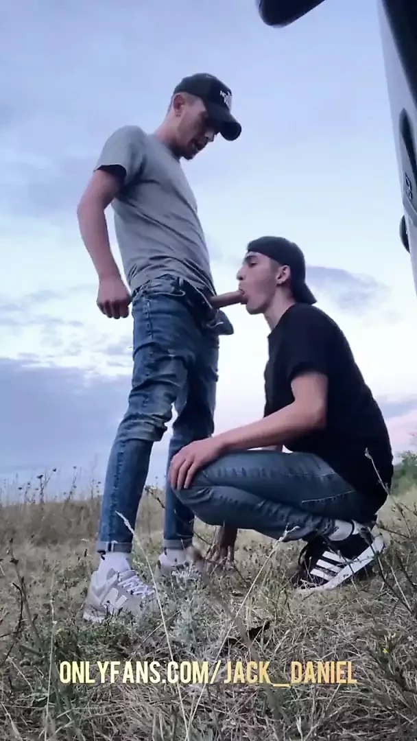 Daniel suck big dick outdoor and gets cum on face