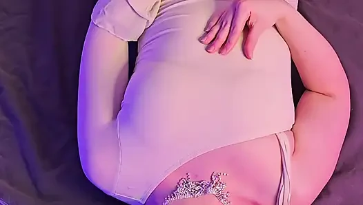 The Robot Girl Has a Human Cunt. Jerking off and Writhing