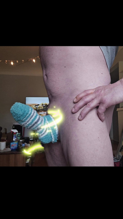 Hard dick that morning. I dressed it up. Sexy sock on my cock.