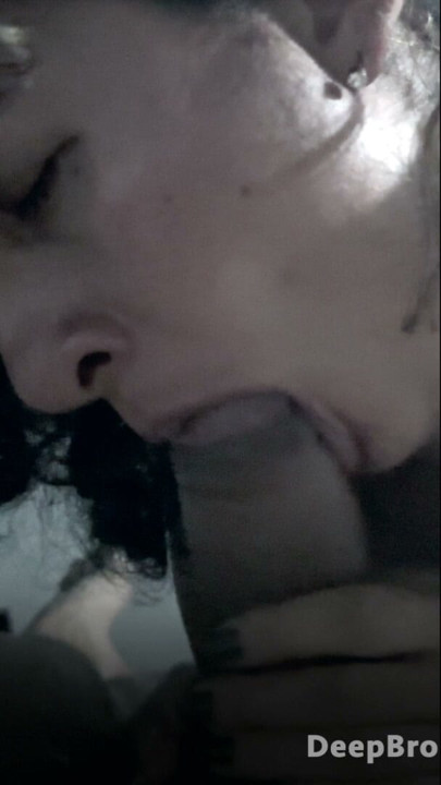 Curly brunette really loves suck my cock