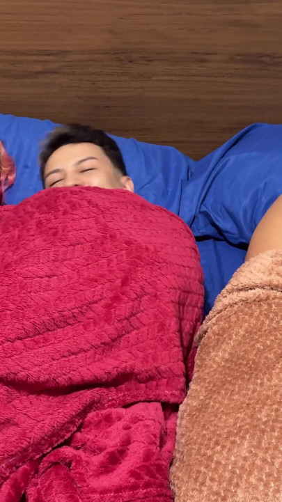 Two Latino stepbrothers have sex for the first time while sharing a hotel bed with their stepfather. | Clip 1