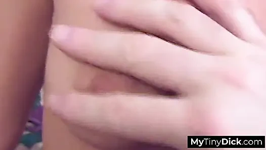 He paints her face with his small dick's pathetic release