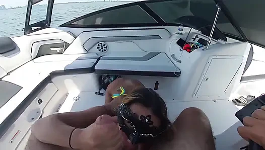 Fit MILF's Blowjob on Private Yacht