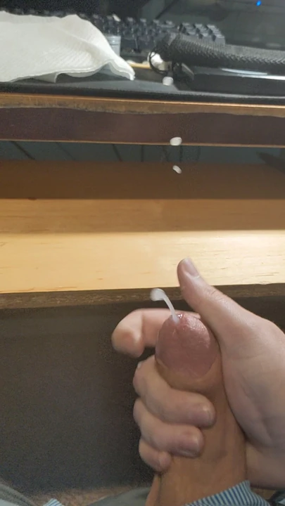 Not fully hard but cum shot