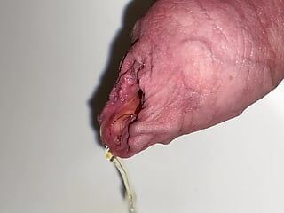 Foreskin pissing and cumshot