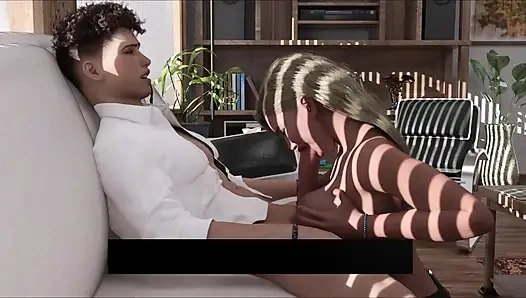 Orta yaşlı seksi kadın doktor Anna ofisinde 18 artı adama meme ve sakso çekiyor