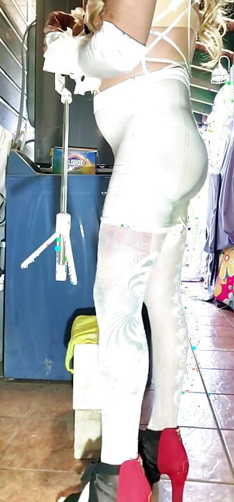 Hot TS Cute Sissy Femboy Riding the Dildo and Handsfree in Skirt and Fishnets