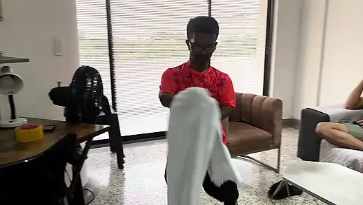 Watching my horny stepdaughter in her closet after getting out of the shower, I catch her secretly fucking her Latino stepbrother.