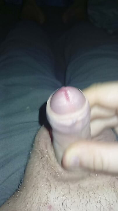 Fat gay jerking uncut cock but no cum