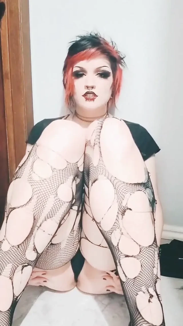 Sneaky Little Goth Slut Secretly Masturbates in the Family Bathroom