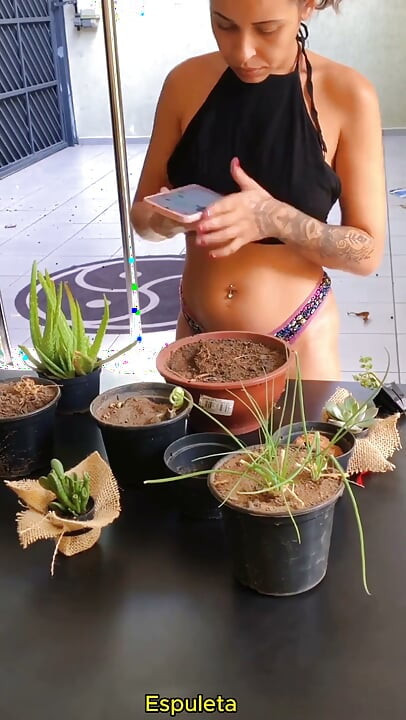Daily Life of a Hottie - Arranging Her Plants