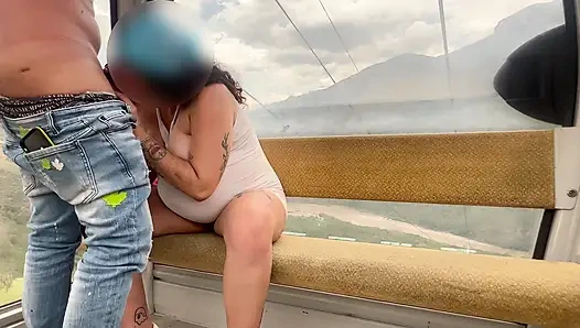 Blowjob and Fuck in the Cable Car in Colombia, Santander with a Very Horny Pregnant Woman