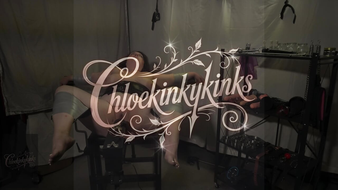 Fucking machine bound BBW tape bound to chair and fucked