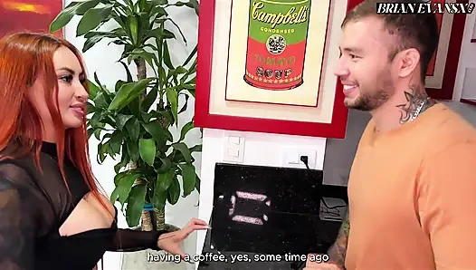 Die kolumbianische rote haarhaarige Andrea Castro hat ein weiteres date mit Brian Evansx - kaffee und viel sex