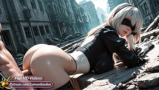 YoRHa 2B - Unable to Resist Her Lustful Thoughts. Ai generated 3d Hentai