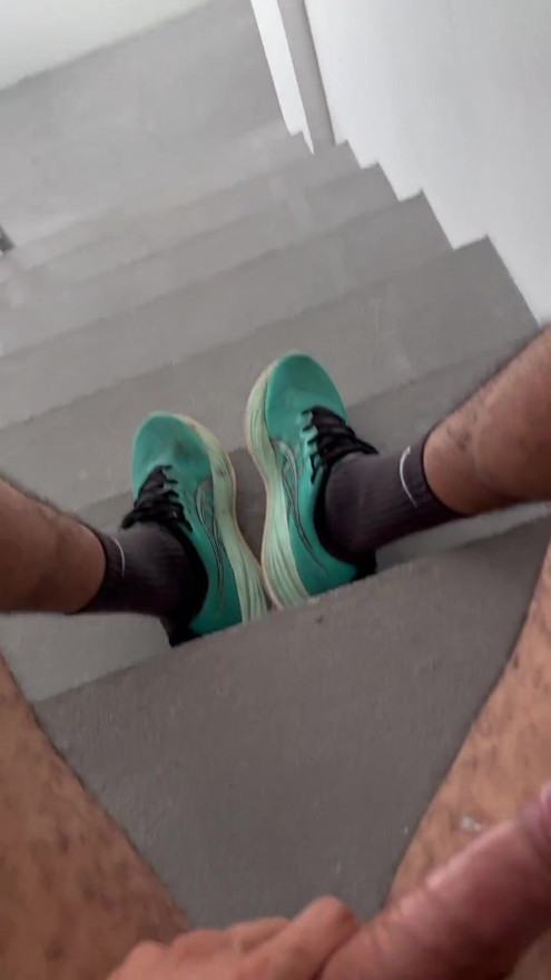 I masturbated on the fire escape and came on my leg | Clip 1
