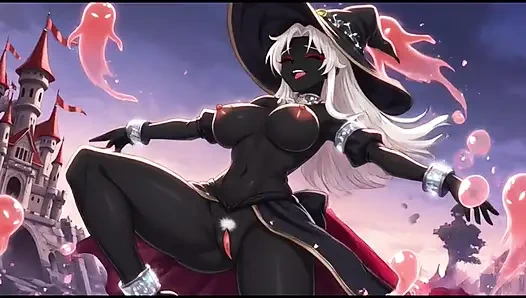 Karanlık büyücü kız şatosunda dans ediyor (ai animasyonu)