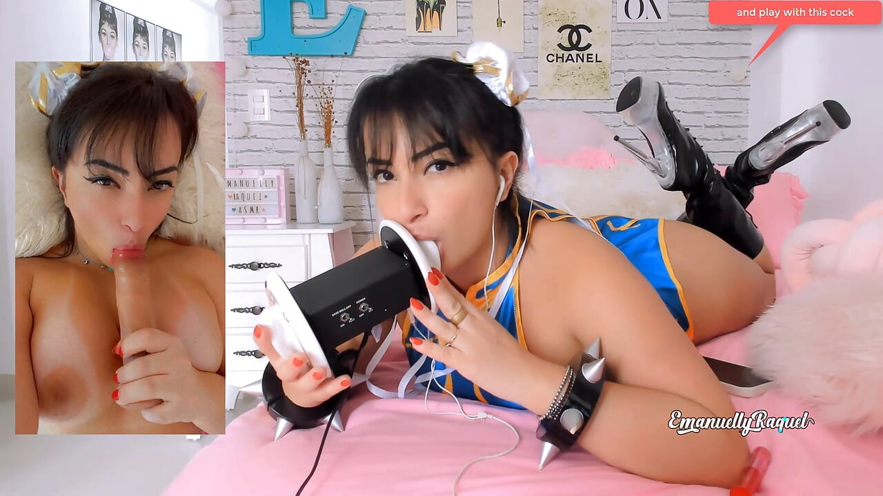 ASMR 포르노 격렬한 CHUN LI 코스프레 EMANUELLY RAQUEL 귀 핥기 아헤가오 오럴과 젖탱이