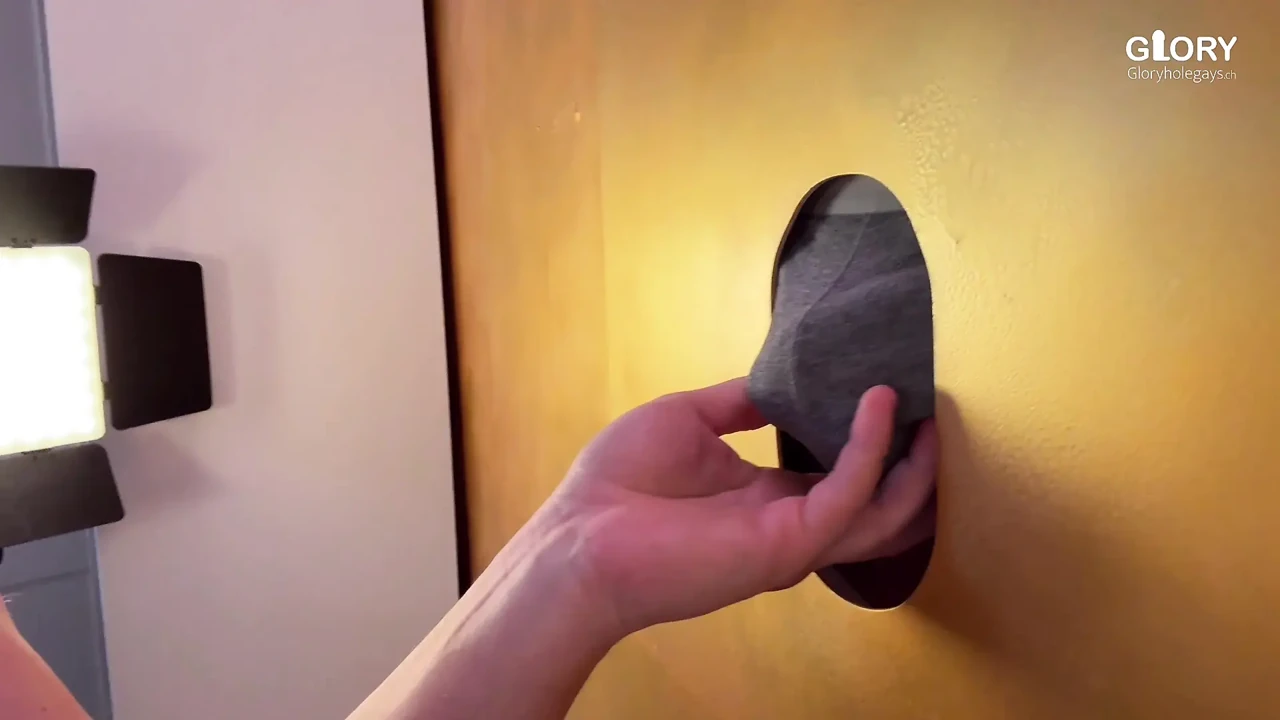 Huge gloryhole tongue makes him double orgasm