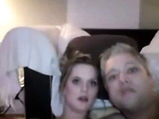 Young amateur couple watching porn together and masturbating