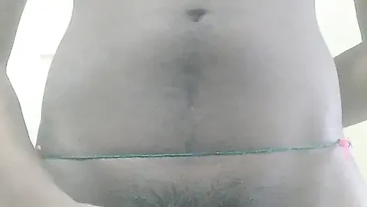 Indian skinny boy masturbating black cock in bathroom