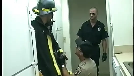 Fireman fucks gay police officer's ass