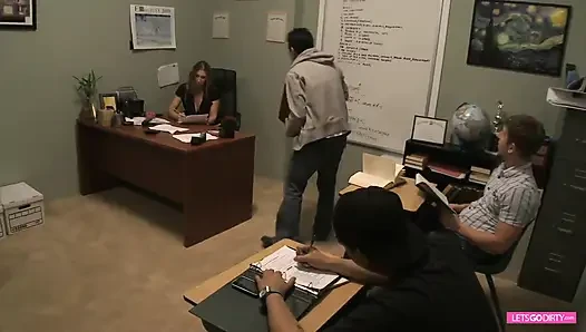 Nasty blonde MILF secretary gets fucked on desk