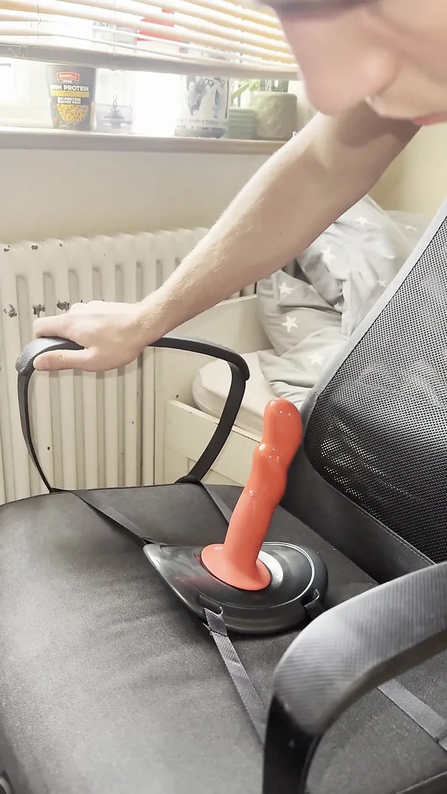 Riding Anal Dildo in Chastity