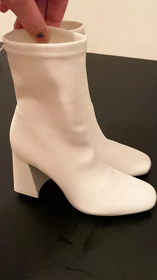 Sexy white girlfriend leather boots