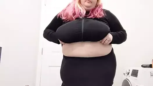 Big Titty Supercut #1, Cute BBW bouncing her big swinging JUGGS