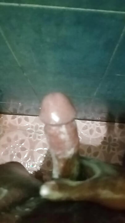 Playing with soap in the bathroom