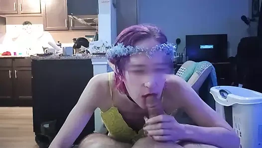 Sexy Cyber Elf gives amazing blowjob, gets fucked & dominated hard by big cock, and creampied (close up, POV)