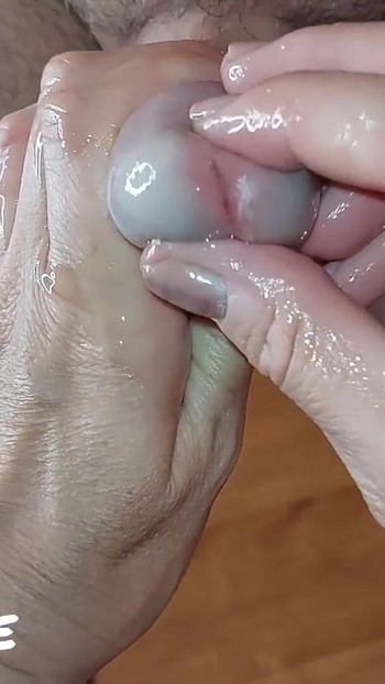 Emotional moment from "Handjob So Good His Dick Tip Turned Blue! FPOV Female POV (Milking-time)"