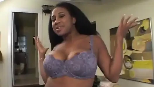 Thick black slut rides lucky white guys cock