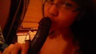 Blowjob Practice on Dildo