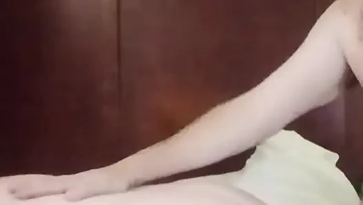 He strokes and talks dirty until she can't take it